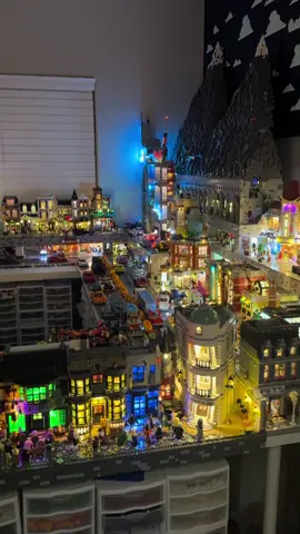 Lego city at night with lights. #lego #legocity #fyp 
