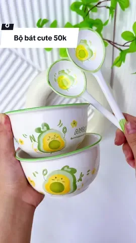1 bộ bát cute có 50k mà xinh yêu dày dặn lắm ah #phuongyeudoi4 #batancomdethuong #giadung #setbatsucute 