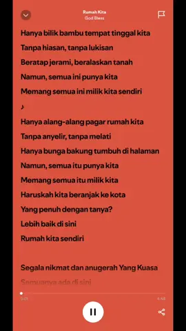 LIRIK LAGU - RUMAH KITA - GOD BLESS #fyp #fyppppppppppppppppppppppp #spotify #liriklagu #music 