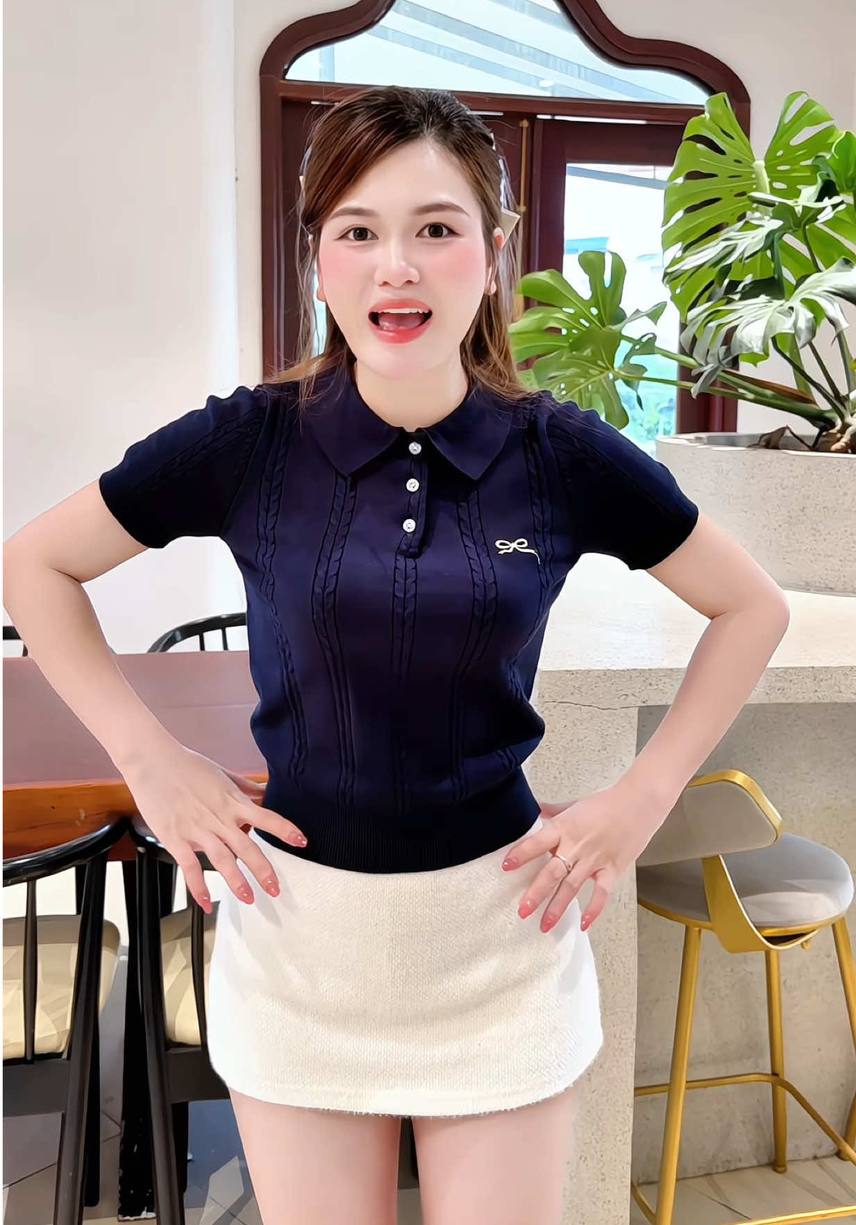 Áo len polo mùa thu thêu nơ #trending #xuhuong #thoitrang #deliz #aopolo 