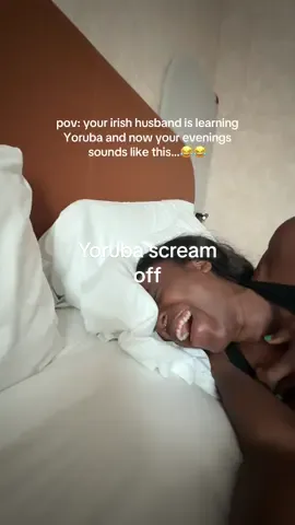 For anyone who doesn’t speak Yoruba, we are telling each other to close your mouth (shut up) 😂😂 #kosinfinity #couplestiktok #interculturalmarriage #yorubatiktok 