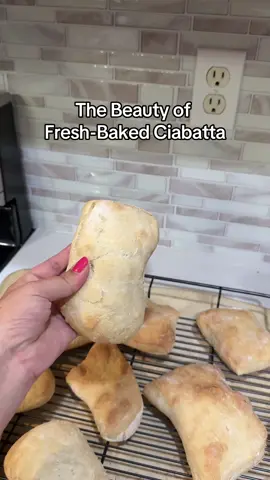 From simple ingredients to something beautiful… ciabatta bread 🍞💛 Would you enjoy this with butter or olive oil? #homebaker #mombaker #makingbread #bakingtok #ciabatta 