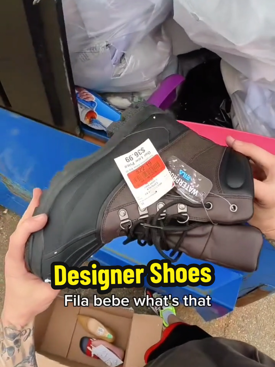 I found designer shoes , an American Girl Dolls and Bebe products and expensive Yarns in the trash! #dumpsterdiving #bebe #shoes #doll #fyp 