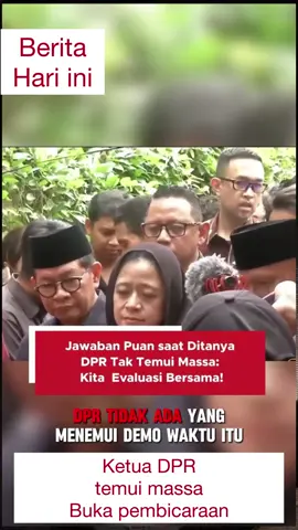 Ketua DPR RI, Puan Maharani, memberikan jawaban ketika disinggung wartawan terkait absennya para anggota dewan menemui demonstran di depan Gedung DPR yang berujung ricuh.