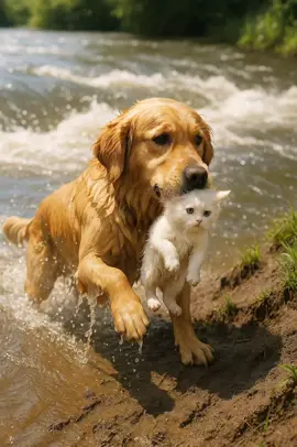 You Won’t Believe What This Dog Did to Save a Tiny Kitten 😭 #rescue #animals #dogs #shorts #wildlife 