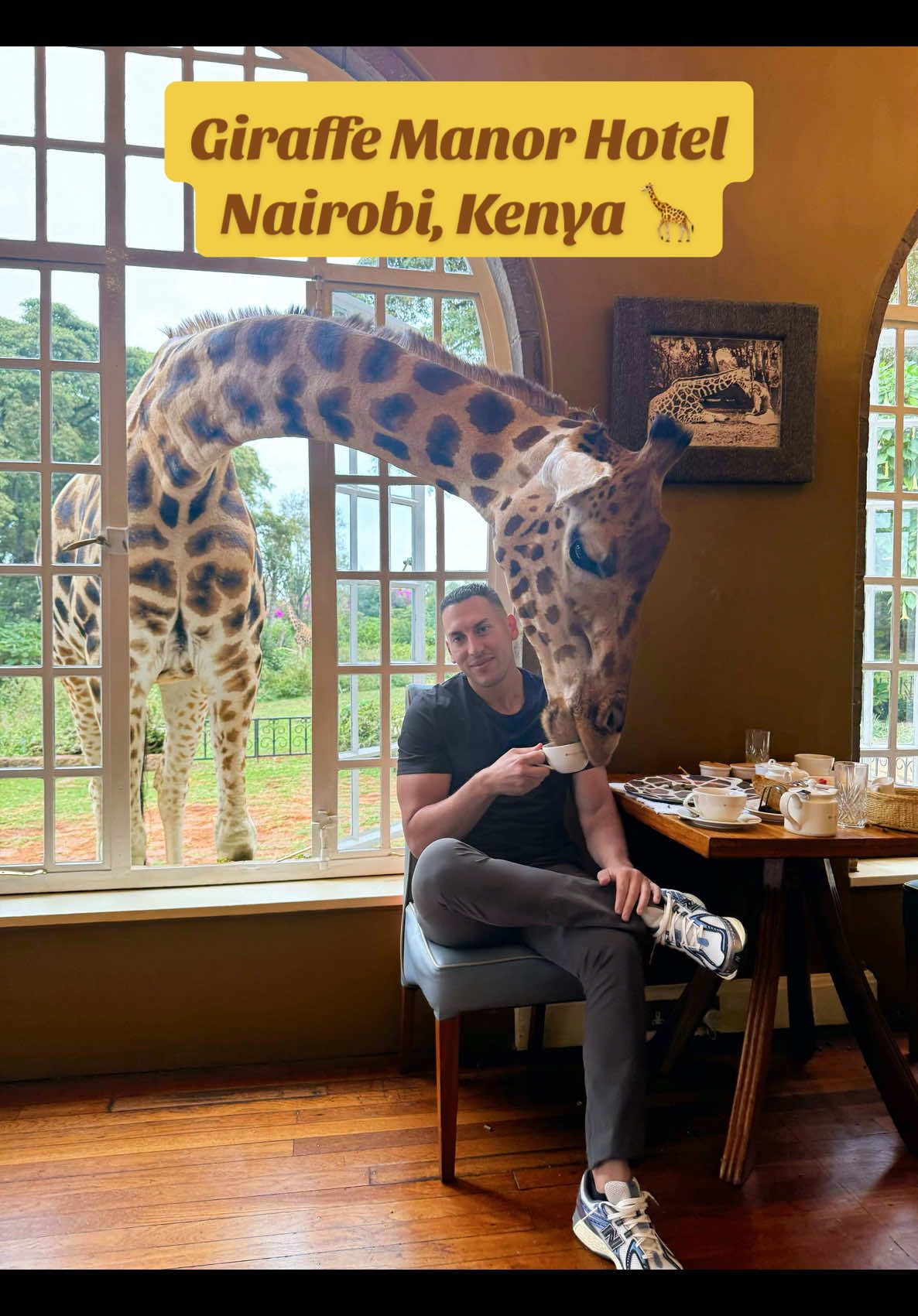 If you’re an animal lover like me, you absolutely must visit Giraffe Manor Hotel in Nairobi 🦒. I had the most magical interactions with the resident wild giraffes — they visit every morning, and you can feed and interact with them in such a safe and natural way. This was truly a bucket list experience that I’ll remember forever, and I highly recommend it! ✨ Tips for your stay: 	1.	I stayed in the Daisy Suite, which has a private balcony where giraffes visit morning and evening. 	2.	One night is enough to enjoy the full experience. 	3.	I traveled solo — the staff were amazing at helping capture the best videos and photos. 	4.	The property has a full gym and pool. 	5.	The food is excellent, and the team caters to special requests. 	6.	This is a boutique hotel that feels very intimate, and the balcony rooms book up far in advance, so plan early. 	7.	Even without a balcony, you’ll still have plenty of up-close giraffe interactions — just not from your room, but from the ground floor common areas. 	8.	There’s also a nearby elephant sanctuary that makes a great daytime activity. 	9.	The hotel hosts a wonderful afternoon high tea with desserts and snacks every day. 	10.	There’s a small bar and cozy living room area with a fireplace and library — perfect for a drink, coffee, or just relaxing with a book. ⭐️ Rating: 8.9/10 A true once-in-a-lifetime destination! #giraffemanor #foryou #bucketlisttravel #safari #traveltok 
