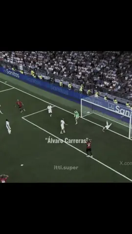 Carreras clears the ball off the goal line! كاريراس يخرج كرة من خط المرمى 🤯🤍 (تعالوا الانىىىتا بالبايو) #اتي_سوبر #realmadrid #ريال_مدريد 