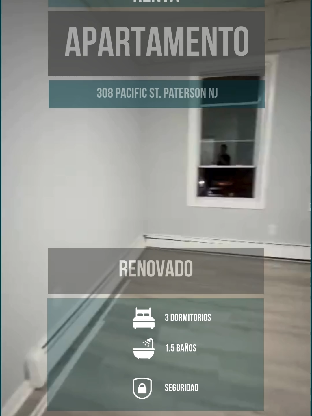 308 Pacific st, Paterson Nj Sin tarifa de corredor completamente renovado 3 habitaciones 1.5 baños Pago:  -mes de alquiiler -mes y medio de deposito #aparments#rentals #newjersey #patersonnj #passaicnj #cliftonnj #garfieldnj #newarknj