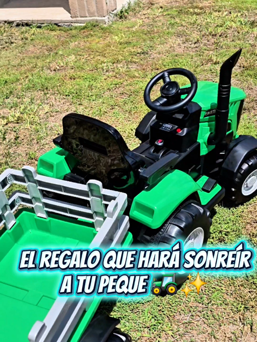 Este tractor eléctrico con tráiler desmontable es el regalo perfecto para los peques. Tiene luces LED, control remoto para mayor seguridad y ruedas resistentes para andar en césped, asfalto o donde quieras. ¡Lo encuentras directo en mi carrito naranja! @GARVEE JoyRide #garvee #tiktokshop #labordaysale  #dealsforyoudays #giftforkids 