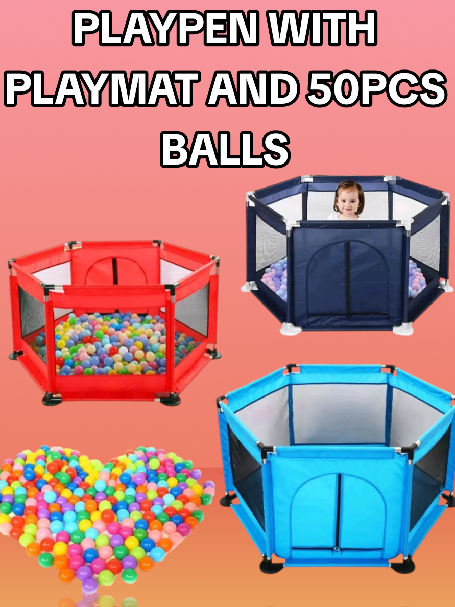 Playpen with playmat and 50pcs balls✨😍