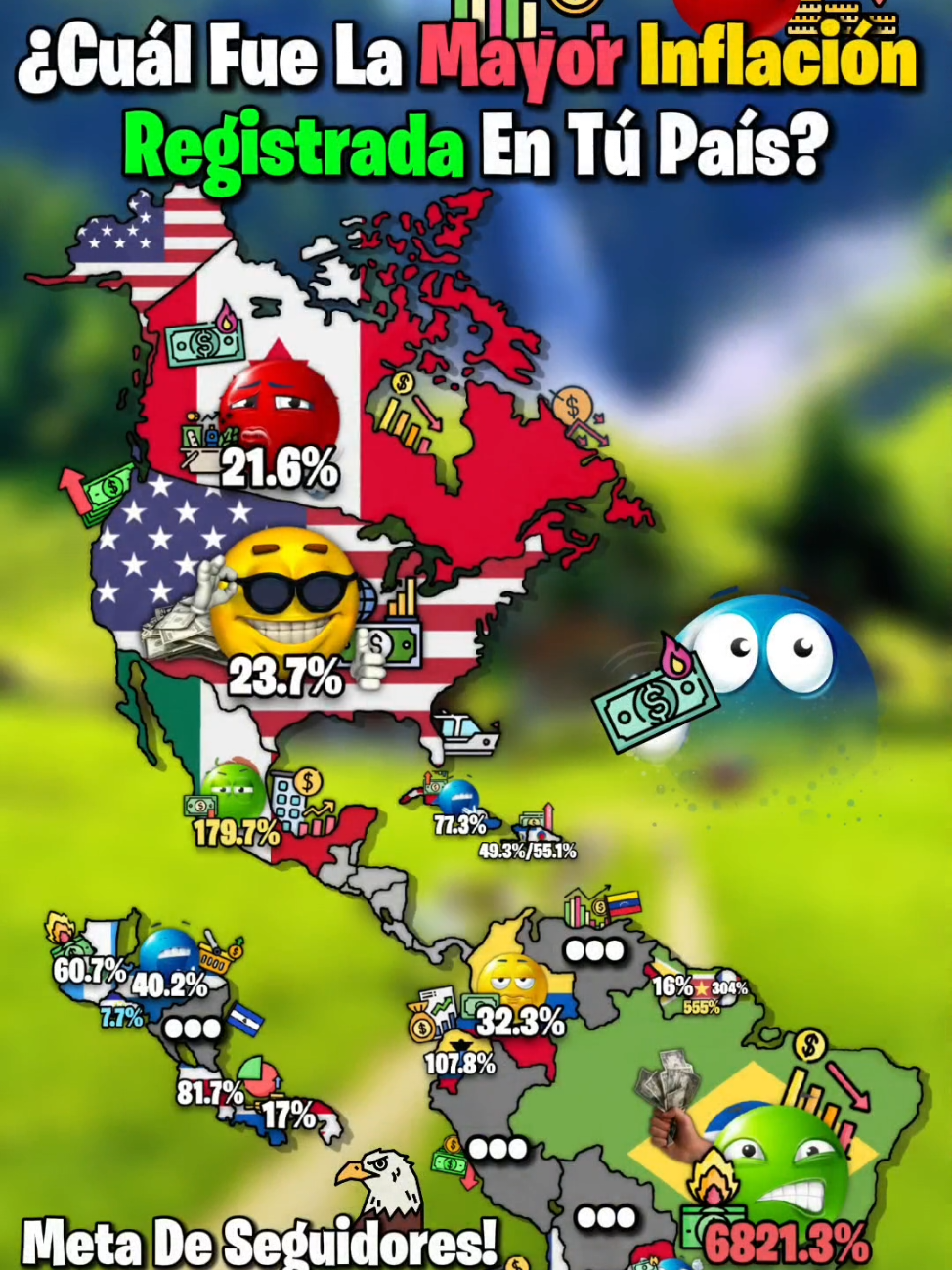 ¿Cuál Fue La Mejor Inflación Registrada En Tú País? 📉😭 #map #geography #countryballs #mapper #mapping 