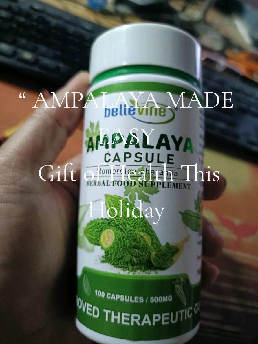 Bellvine Ampalaya Capsules — 100 softgels packed with natural Bitter Melon extract 💊 ✔️ Easy to take, no bitter taste ✔️ Plant-based support for daily wellness   This holiday, give yourself & your loved ones the gift of health!   Dietary supplement, not a medicine. No approved therapeutic claims. Consult your doctor before use. #BellvineAmpalaya #AmpalayaCapsules #GiftOfHealth #DailyWellnessSupport 