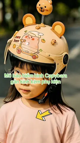 Mũ bảo hiểm hình Capybara gắn kính kèm phụ kiện,nón bảo hiểm trẻ em có tem định đạt chuẩ ATGT#mubaohiemchobe #mubaohiemcapybara #xuhuongtiktok 