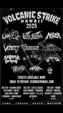 Catch us headling December 5th for Volcanic Strike Festival in Maui, Hawaii! #metaltok #maui #festival #thrash #doommetal