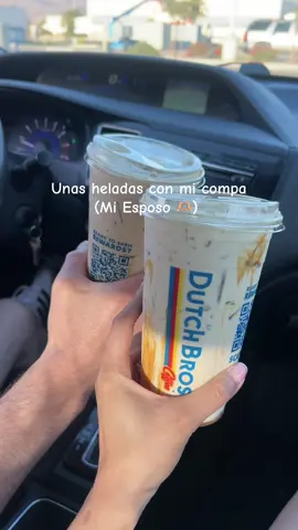 Unas heladas con mi compa 😅  #fyp #couplegoals #couplestiktok #coffeetiktok #dutchbros #dutchbroscoffee #husbandwife 
