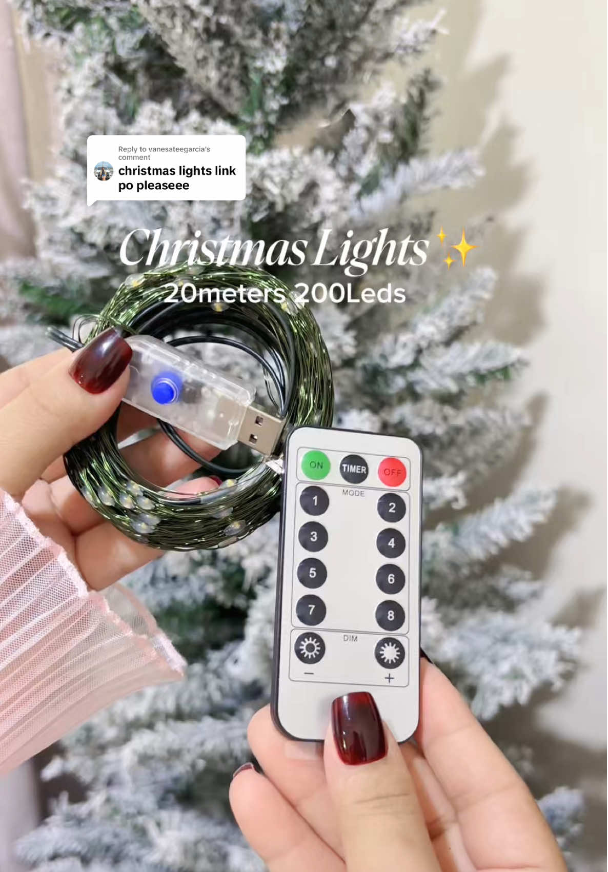 Replying to @vanesateegarcia Christmas lights 20meters 200Leds  #christmaslight #stringlights #fairylight #holidayvibes #christmasdecorations 
