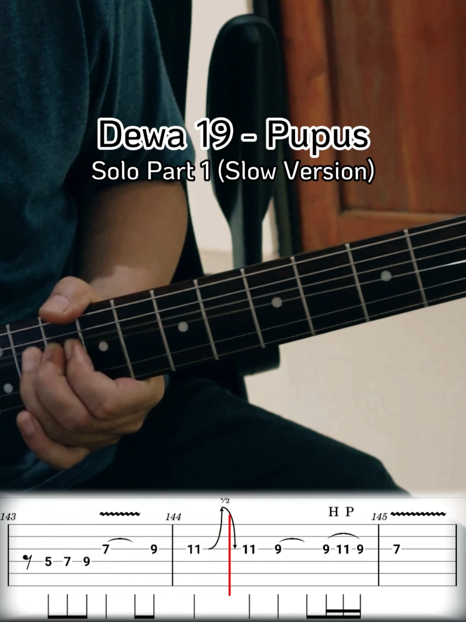Dewa 19 - Pupus Solo part 1 Tab Slow Version #dewa19  #guitarlesson #guitartab #pupus   #guitarsolo