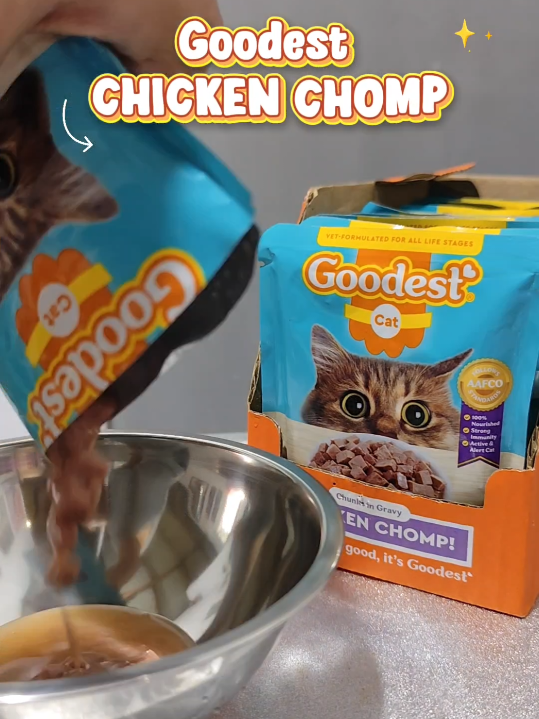 Budget-friendly at healthy na wet food ba hanap mo, ito na 'yon. #goodestcatfood #wetfoodforcats #catfood #goodestchickenchomp #murangcatfood 