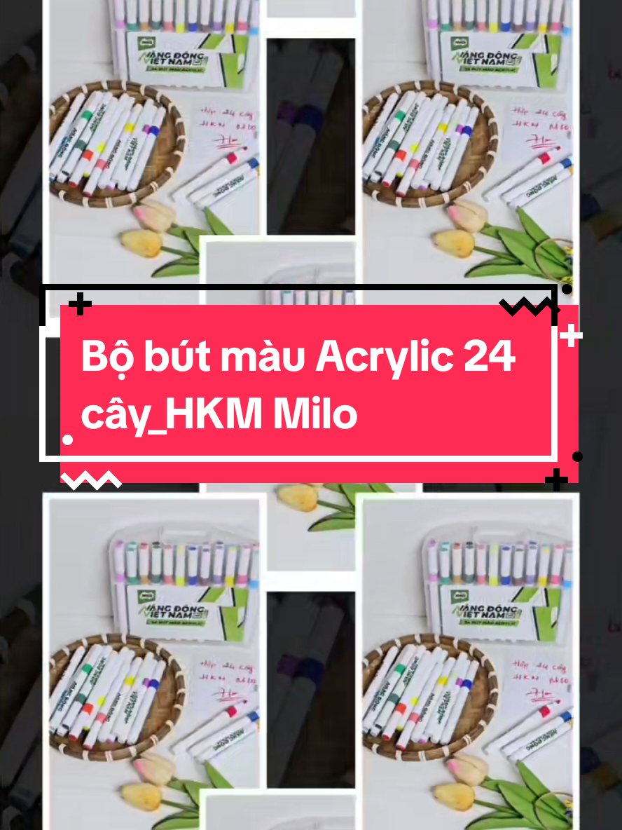 Bộ bút màu Acrylic 24 cây-Hkm Milo#xuhuong #hangninguyenshop #butmau#dochoi #tomau 