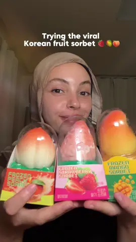 Finally tried the viral Korean fruit ice-cream 🥭🍓🍑  #asmrfood #mangoicecream #mukbang #conviniencestore #fruiticecream #viralfruiticecream 