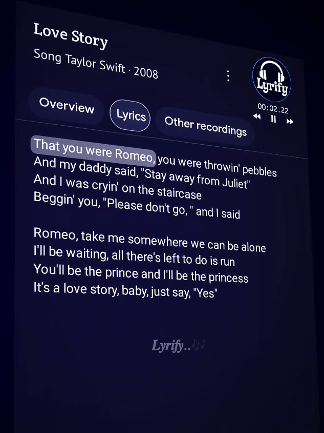 Love story..🎶🎧 #Lovestory #taylorswift #song #lyrics #lyrify 