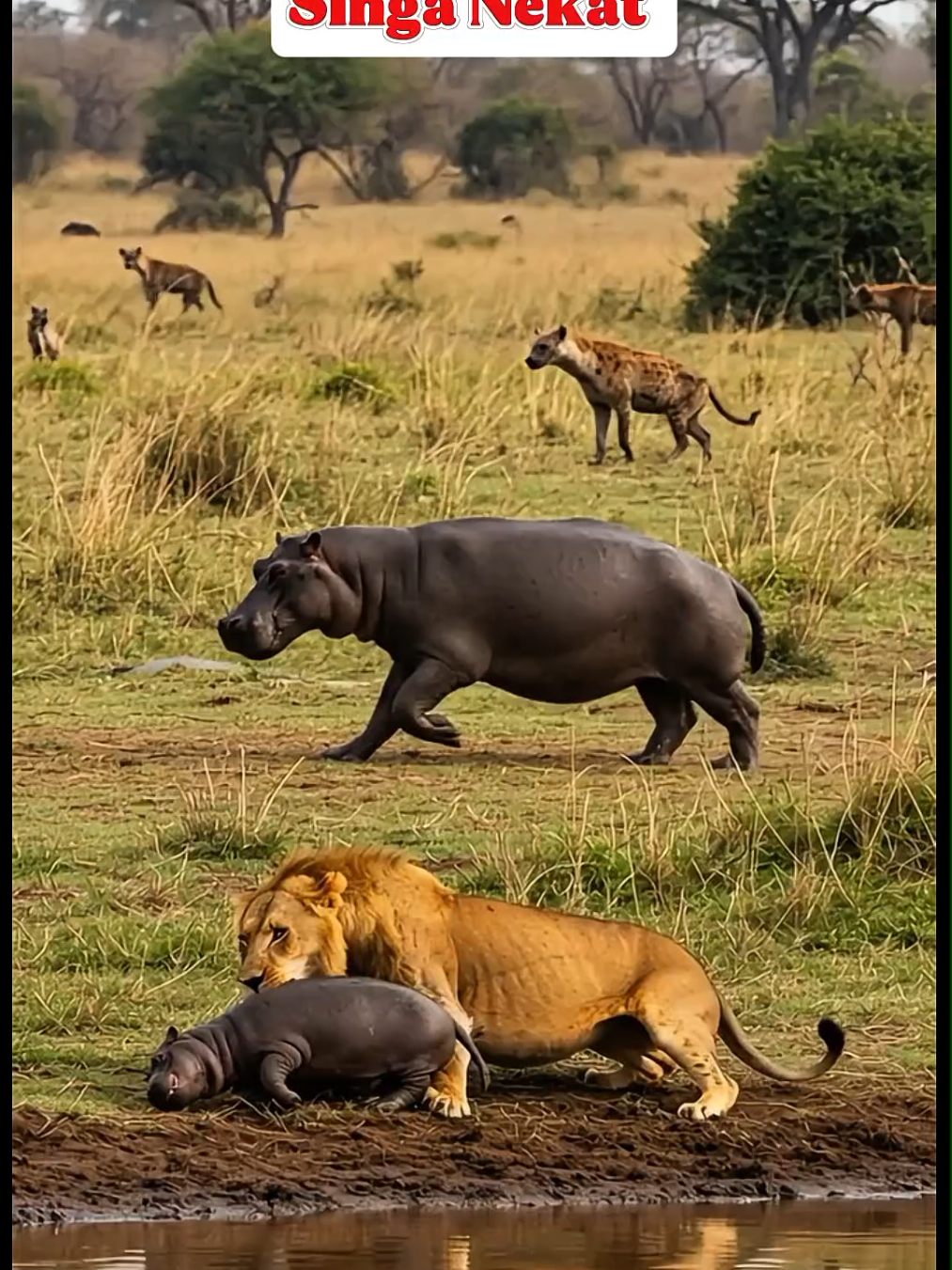 🎬 the mother hippo was very angry k because his child was attacked by a lion .. #trandingvideo #animals #foryou #fypviral #amazinganimals 