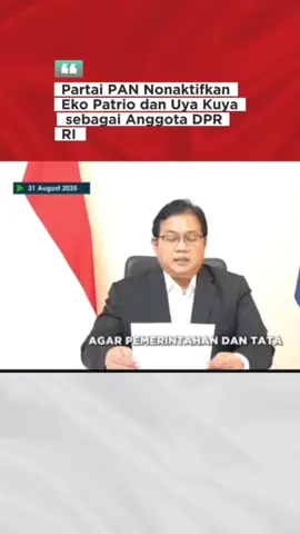 Partai PAN Nonaktifkan Eko Patrio dan Uya Kuya sebagai Anggota DPR RI #Nusaupdate 