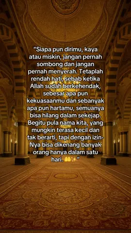 Kadang kita lupa kalau semua yang kita miliki hanyalah titipan. Jangan pernah tinggi hati, karena saat Allah berkehendak, semuanya bisa hilang dalam sekejap. Tetaplah rendah hati, syukuri yang ada, dan teruslah berbuat baik. 🤲✨ #creatorsearchinsights #RenunganHati #indonesiahariini #justiceforaffan #pahlawanku 