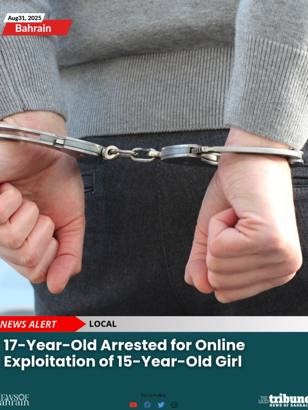 A 15-year-old girl in Bahrain was recently targeted online by a 17-year-old posing as a member of the Child Protection Unit. Authorities have arrested the suspect, and investigations are ongoing to uncover the full scope of his actions. The Family and Child Prosecution urges all parents to stay vigilant: 👉Monitor your children’s social media interactions. 👉Check the content they are accessing. 👉Teach them to report suspicious messages immediately. 🔗 www.newsofbahrain.com #NewsofBahrain #News #Bahrain #NOBDigital