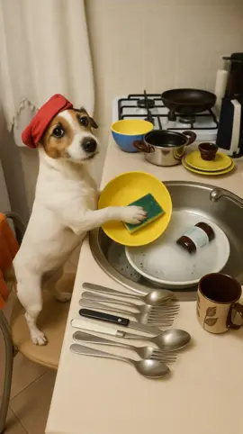 #dog#washing #dishes#trendingvideo #ai 