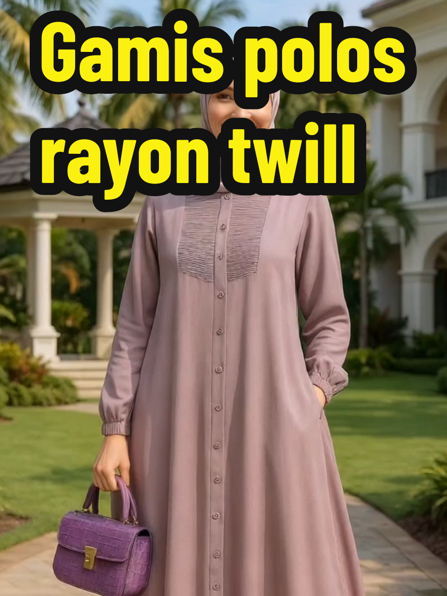 Gamis rayon twill premium adem dengan detail opnesel elegan. #gamispolos #gamismurah #gamislebaran #gamiskekinian #gamis 