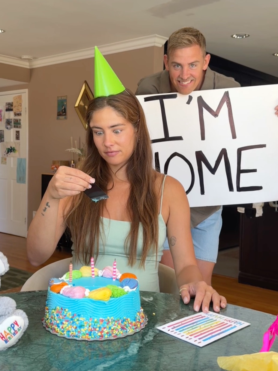 Doctor returns home to surprise pregnant wife on her birthday! 🥹