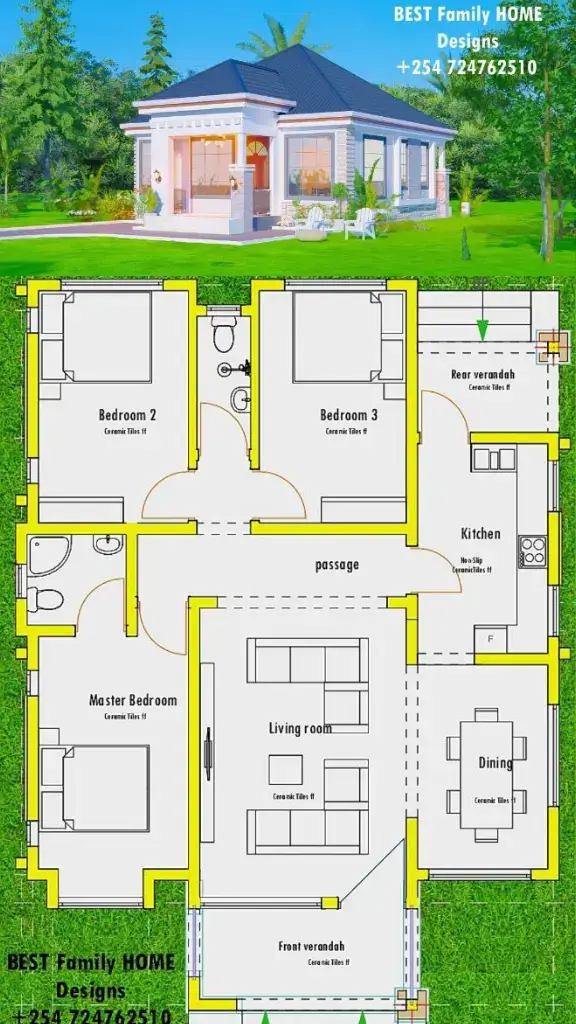 ✅3Bedroom Layout.We have its complete and detailed architectural drawings plus material quotations✅Whatsapp👉 +254724 762510 ✅Call +254724762510