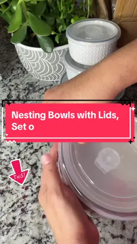 Nesting Bowls with Lids, Set #cookwareset #foodcontainers #snackcontainers #homeware #cookwaresets