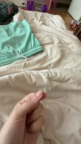 super quick and easy way to get the drawstring back in your pants, or even a sweatshirt! I’d seen a video a couple years back about this  and kind of just jerry rigged a paper clip to do the job!  #DIY #clothinghack #drawstring 