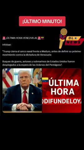 ⚠️URGENTE⚠️ Según las fuentes de INFOBAE, en la mañana de hoy se integró la última embarcación faltante de los Estados Unidos para cercar todo el límite marino de Venezuela. Entre las mas de 8 embarcaciones, se encuentran Destructores, Portaviones y Submarinos. Las unidades están a la espera de órdenes de la Casa Blanca. #EEUU #Venezuela #Trump #Maduro #Guerra 