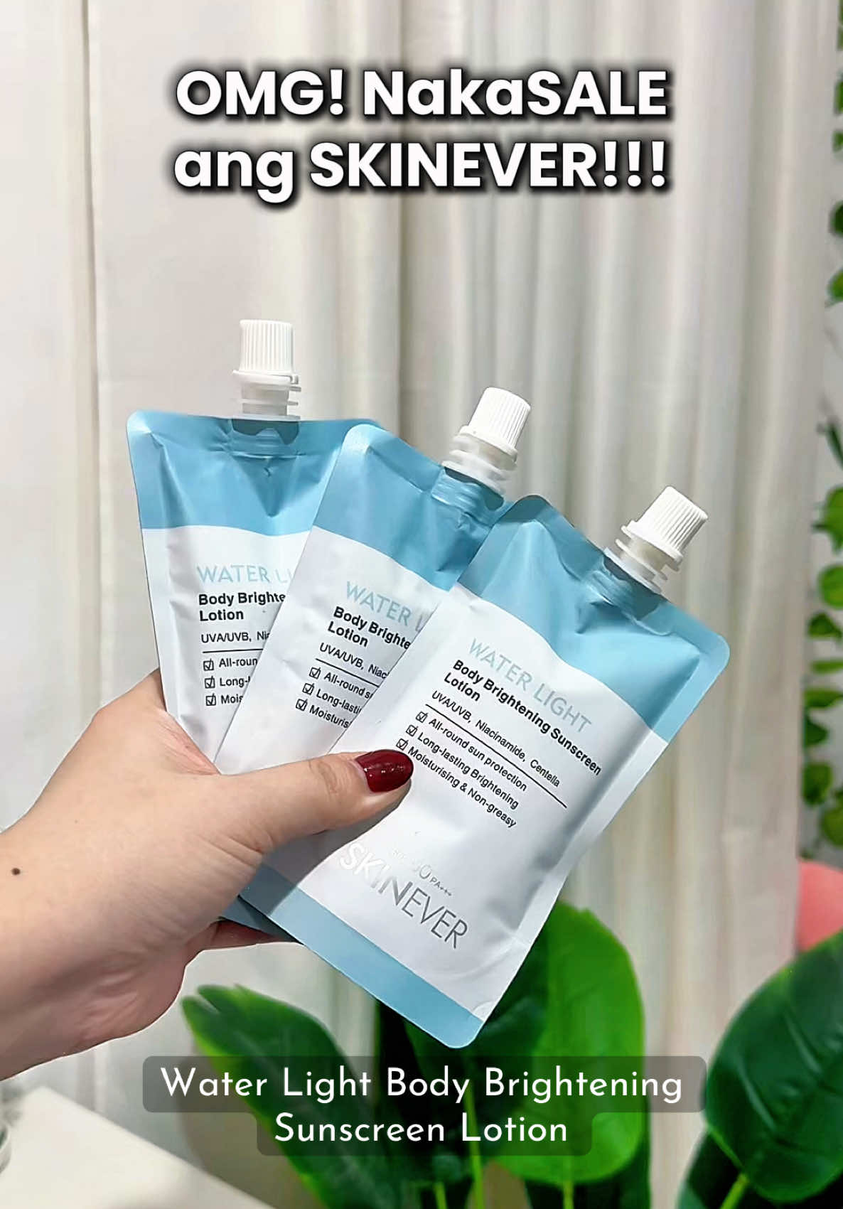 Buy1 Take1 - SKINEVER Water Light Body Brightening Sunscreen Lotion - UVA/UVB Protection, Niacinamide, Centella (All around sun protection; Long lasting brightening, Moisturizing, Non-greasy. #fyp #fypシ゚ #skineverph #whiteningsunscreen #bodysunscreen 