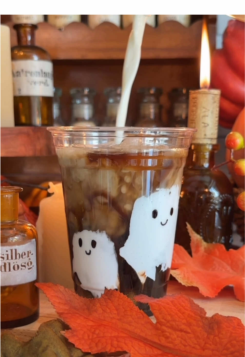 Look at me levitate that coffee to ghost! 👻 ☕ This is such a cute way to serve coffee for the upcoming spooky season! All you need is some marshmallow fluff and your favourite coffee. Draw some eyes with a sharpie (or a dry erase marker on glass cups) for the face of the ghost. Super low effort but incredibly adorable. #spookyseason #HalloweenTreats #coffeerecipes #cozyhome #homecafe