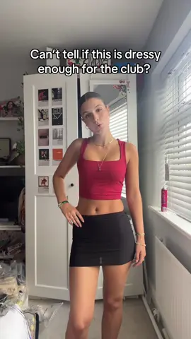 Maybe with an oversized leather jacket #freshersweek #squarenecktop #redtop #cluboutfit #dealdrops 