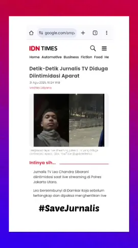 Aliansi Jurnalis Independen (AJI) Denpasar mengutuk keras segala bentuk intimidasi dan kekerasan terhadap jurnalis. Pernyataan tersebut disampaikan setelah dua jurnalis, masing-masing dari detikBali dan Balitopik.com, menjadi korban intimidasi saat meliput aksi demonstrasi di Polda Bali dan DPRD Bali, Sabtu (30/8/2025). . artikel lengkapnya di detikbali - detik.com  source :  https://www.google.com/amp/s/www.detik.com/bali/hukum-dan-kriminal/d-8088261/jurnalis-diintimidasi-saat-liput-demo-aji-desak-polda-bali-tindak-aparat/amp #savejurnalis #stopkekerasanwartawan #unjukrasa #denpasar #bali 