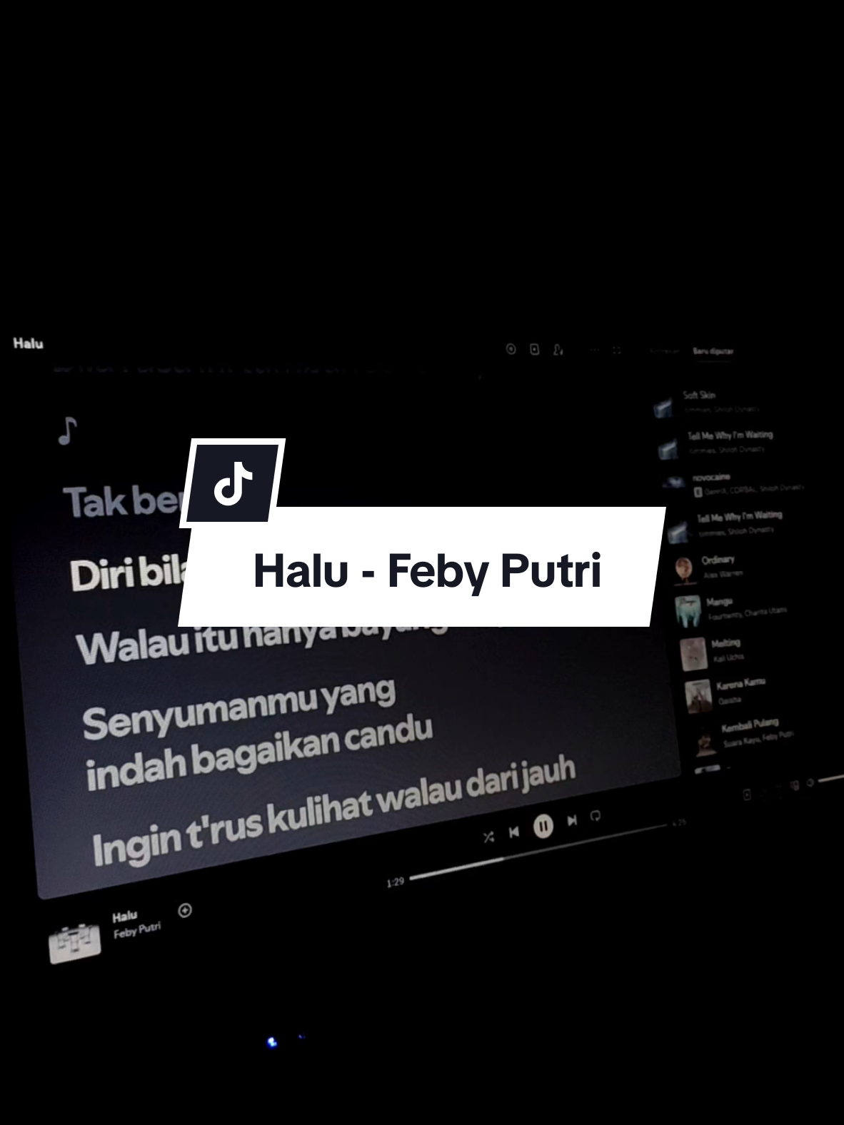 Berharap ini bukan mimpi 😔 Lagu: Halu - Feby Putri  #Liriklagu #Halu #FebyPutri #Spotify #Fypforyou 