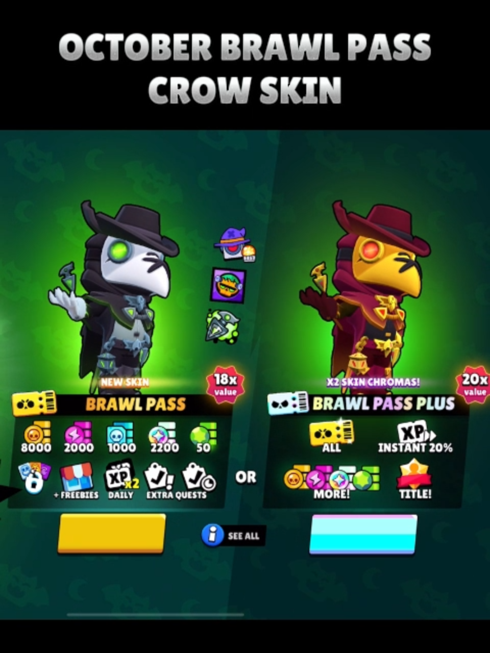 October Brawl Pass - Crow Skin  #brawlstars #sneakpeek