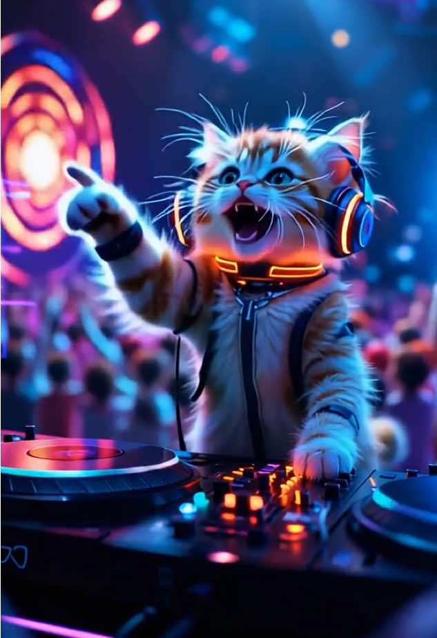 DJ Kitty - Master of the DJ on the Deck #cutecat #kitten #DJ #catlovers #disco