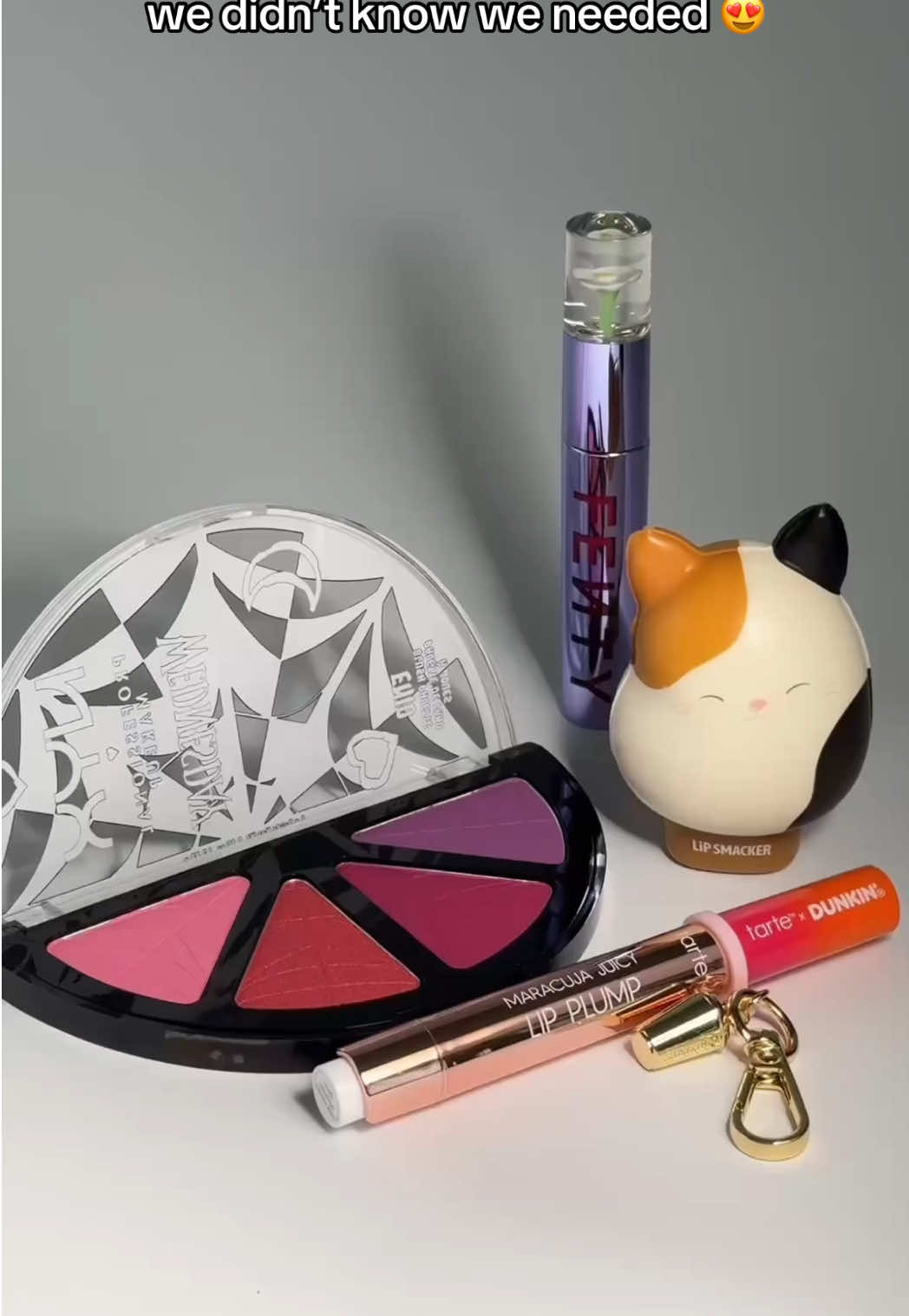 Feels like a Saturday morning cartoon binge and a sugar rush in one! 🍭 🤍 @NYX Professional Makeup Limited Edition Wednesday Stained Glass Blush Palette 🤍 @tarte cosmetics tarte x Dunkin' Maracuja Juicy Shimmer Glass Lip Plump + Free Charm 🤍 @Fenty Beauty Fenty Icon Velvet Liquid Lipstick 🤍 @Lip smacker Official Squishmallows Lip Balm #UltaBeauty #ultahaul #firstimpressions #brandcollabs 🎥: @Aimee Lyanne 