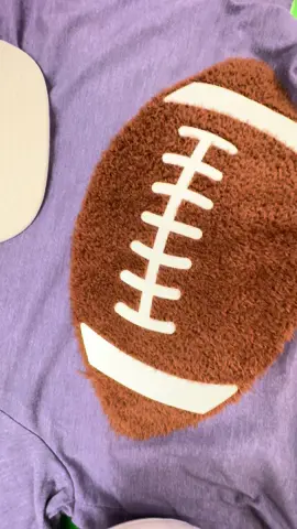 This football fluffy patch with white leather accents 👀🏈 #footballpatch #heatpatch #shirtmakersoftiktok #fypシ゚viral #irononpatches 