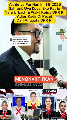 Membalas @m.halak.kita Setelah didesak oleh Rakyat akhirnya Eko Patrio, Uya Kuya, Sahroni, Nafa Urbach dan Adies Kadir di Pec4tt dari Anggota DPR RI  Sri Mulyani mengundurkan diri ? omongan Nafa Urba yg viral Sahroni ngamuk di twiter undang undang md3 adalah adis Kadir didemo rumahnya respon Uya dan Eko reaksi istri Eko liat Eko nangis 2025 #prabowo  #ekopatrio  #sahroni  #aniesbaswedan  #jokowi  #uyakuya 