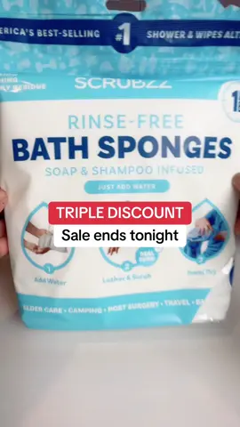 Scrubzz Disposable Rinse Free Bathing Wipes - 25 Pack - All-in-1 Single Use Shower Wipes, Simply Dampen, Lather, and Dry Without Shampoo or Rinsing flash sale discount deal coupon code free shipping*  #spotlightfinds #TikTokShopCreatorPicks #TikTokShopRestock #TikTokShopLaborDaySale #SuperBrandClub  *Disclaimer: Prices, sales, coupons, discounts are accurate at the time this video is posted and may vary afterwards as the Seller and TikTok may regularly change their limited-time promotions. Check the product page for the most current price. Free shipping, sale prices, and TikTok coupons may vary by account. Whatever items and quantities are in your cart at checkout is exactly what you will receive. 