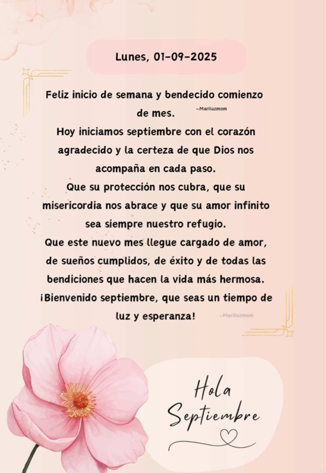 Bienvenido septiembre ❤️  Feliz inicio de semana 🙌🏻  #frases_aesthetic #frasesmotivadoras #motivacional #mariluzmom #frases_aesthetic _