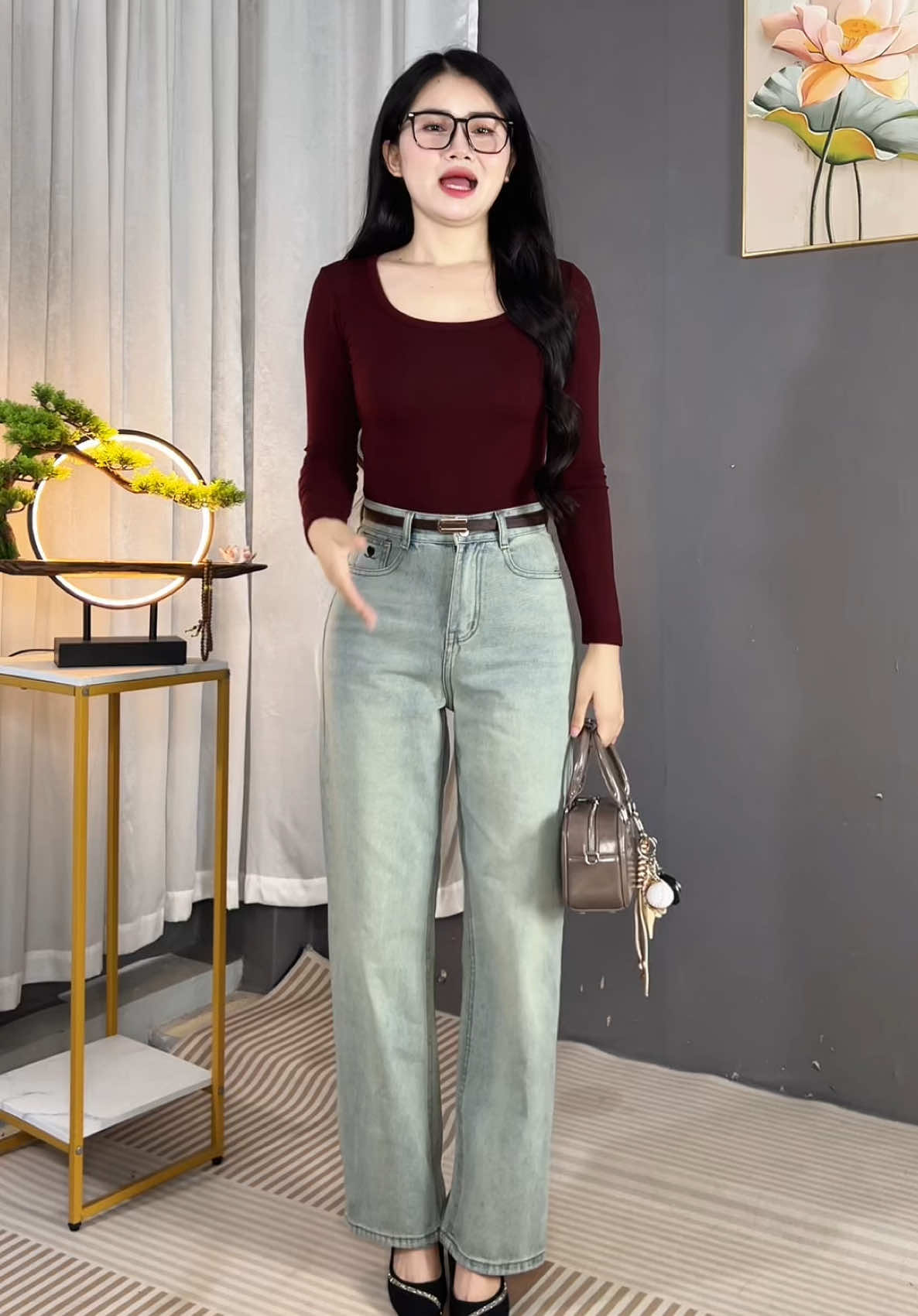 Quần Jeans Dài Dáng Trơn Thêu Trái Tim #quanjean #quanjeannu #quanjeandai #gianghuongcardina 