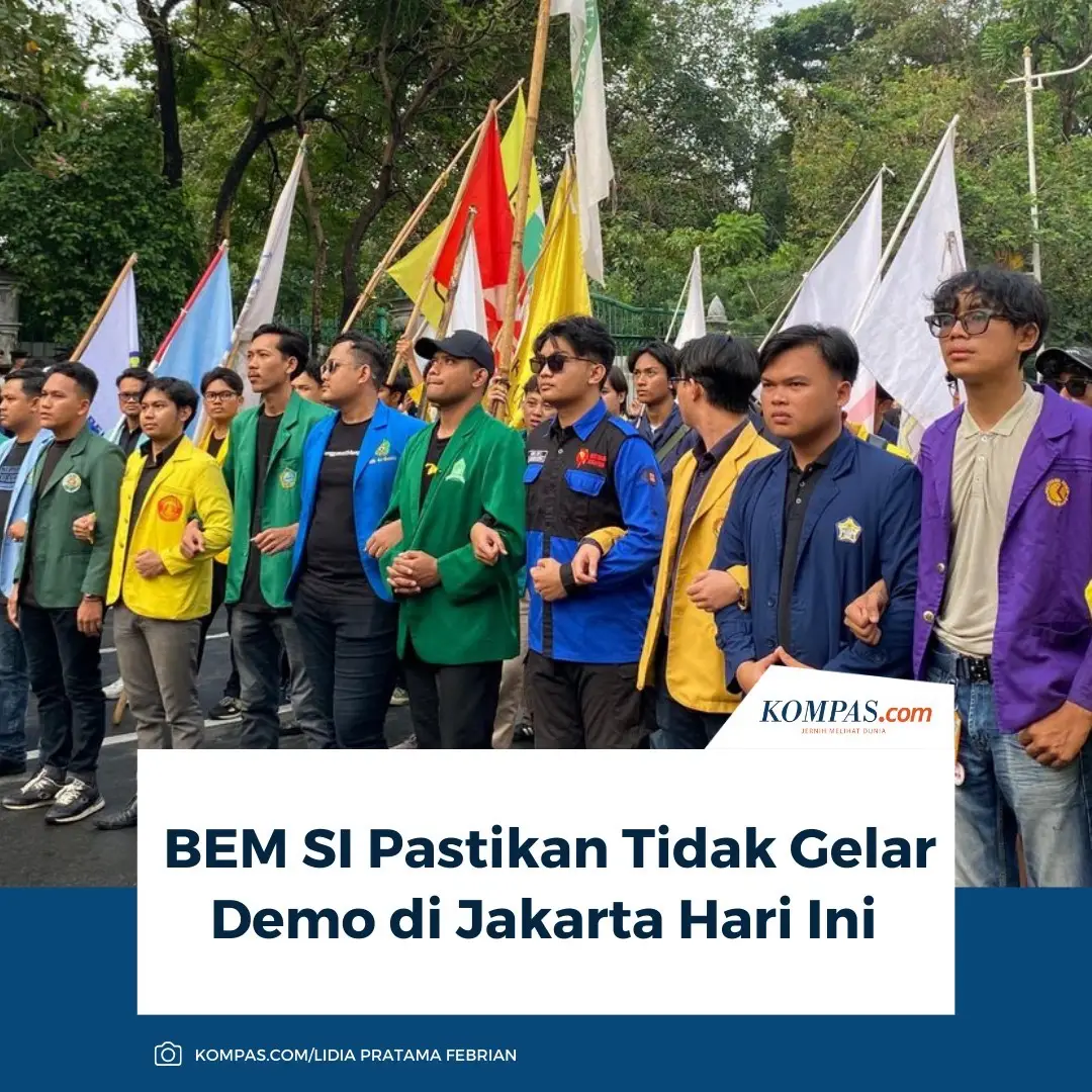 Badan Eksekutif Mahasiswa Seluruh Indonesia (BEM SI) tidak akan menggelar demo di Jakarta pada hari ini, Senin (1/9/2025).  “Untuk wilayah Jakarta, karena melihat kondisi yang sangat buruk, kami memastikan kami tidak turun hari ini,” ucap Koordinator Pusat BEM SI Kerakyatan Muhammad Ikram. Ikram mengungkapkan, rencana demo lanjutan masih akan tetap digulir, tetapi dengan tetap mempertimbangkan situasi selama sepekan ke depan. Terpisah, Koordinator Aliansi BEM SI Muzammil Ihsan mengonfirmasi pihaknya akan menggelar demo pada Selasa (2/9/2025). Aksi yang digelar Aliansi BEM SI besok akan menjadi demo lanjutan dari Juli 2025 kemarin yang bertajuk “Indonesia (C)emas Jilid II 2025”. Penulis: Dinda Aulia Ramadhanty Editor: Abdul Haris Maulana ~J #Mahasiswa #Demo #BEM #Jakarta
